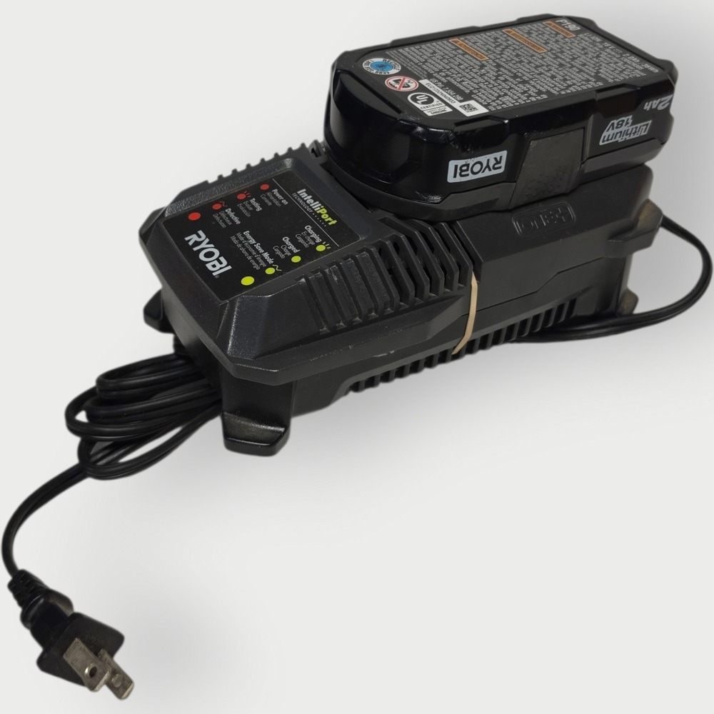 Ryobi One+ 18V 2Ah Lithium-Ion Battery, and charger P190 TESTED WORKS OEM - Picture 1 of 4